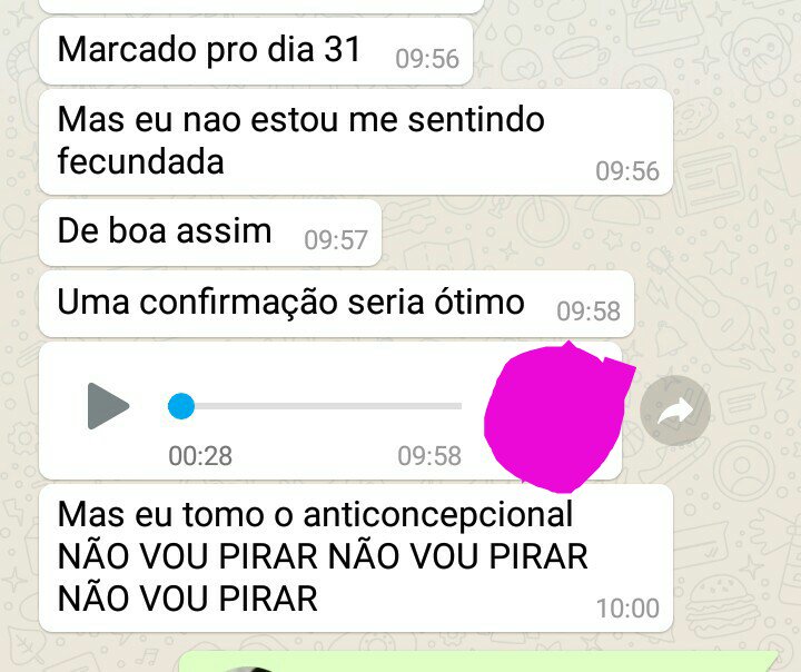 sempre tem aquela amiga desesperada q depois de toda transa acha q está grávida, ainda bem q a minha não se sente fecundada