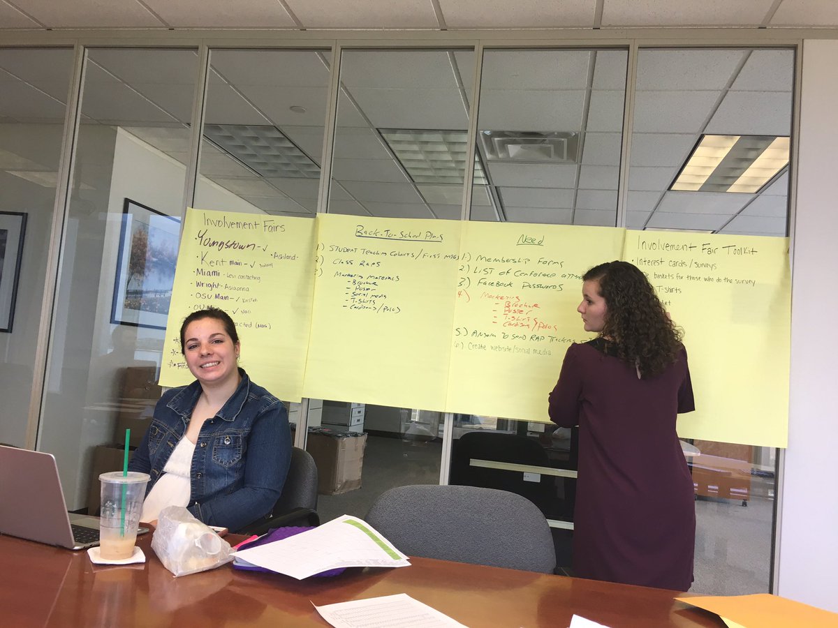 OULAspiringEd's tweet photo. @MissK_Crawford, @macisollie and @MsTiffaniT are working hard at a @OEAStudents meeting to ensure this next school year begins with a bang! https://t.co/hshh7CPDJX