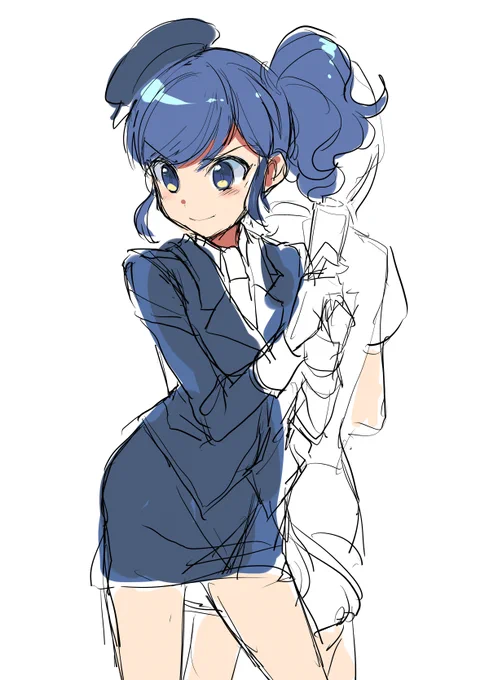 スワロウテイルVSみたいな絵の前は実はしおんちゃんと背中預ける感じのラフで描いてました。漫画もあったのですが次の芸カで出せるといいなと思います 