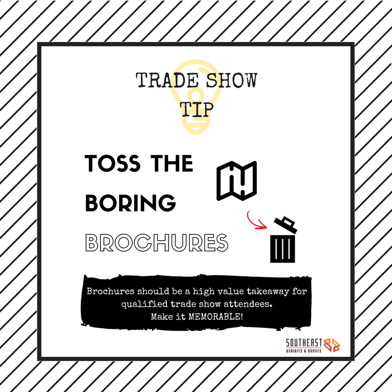 SE_Exhibits's tweet photo. Gone are the days of distributing dismal, trash can bound brochures at trade shows. Share your brand story with digital content! https://t.co/qc0IuUU7Pz