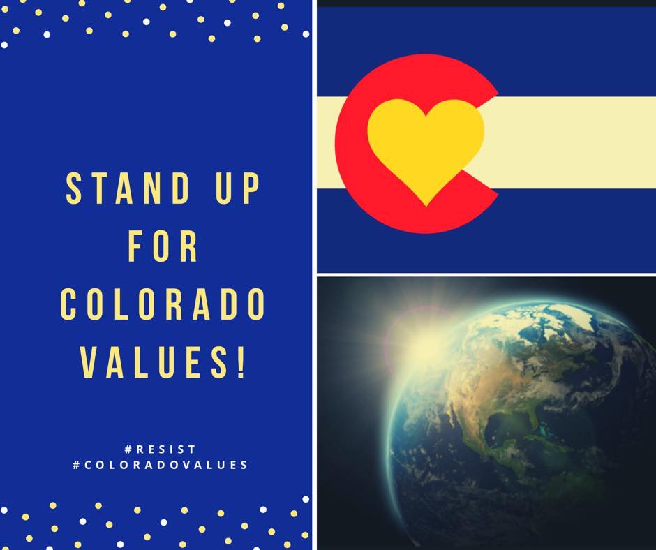indivisibleden's tweet image. Stand Up for #ColoradoValues in opposition to the Western Conservative Summit, Friday, 11am, CO State Capitol. facebook.com/events/1376585…