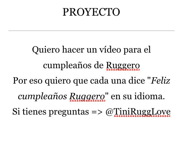 TiniRuggLove's tweet photo. 👇🏻Proyecto Ruggero cumple👇🏻
           [ rt para difundirlo ] 💫
               | @heartxrugg | https://t.co/cF88QeRKqy