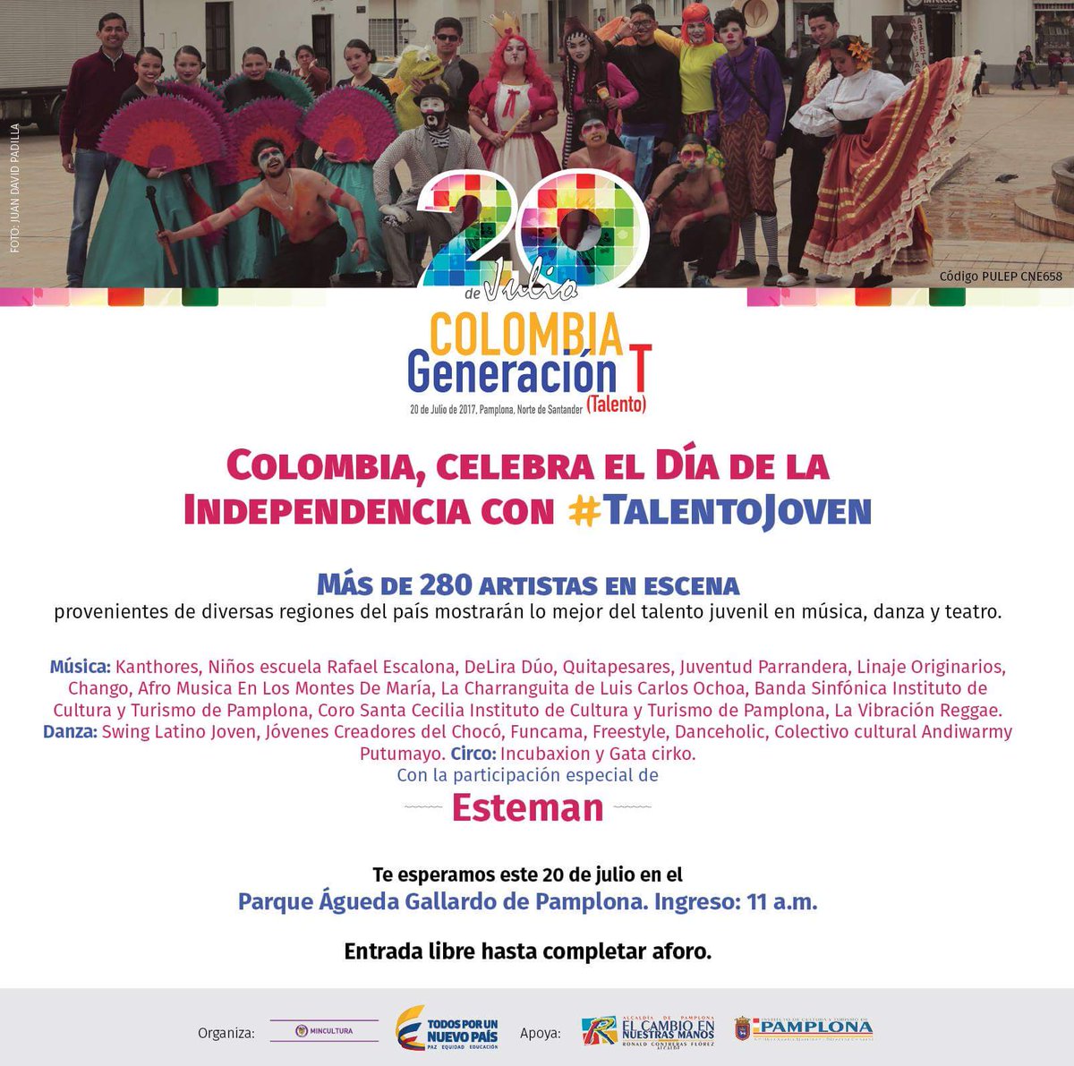 Gran Concierto Nacional. Este #20DeJulio  #PamplonaNorteDeSantander #AlcaldiaDePamplona2016-2019 #ElCambioEnNuestrasManos #ICTPamplona