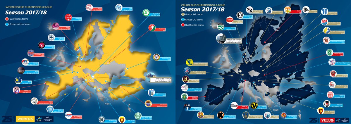 🤾 To celebrate #WorldEmojiDay Tweet us descriptions of #ehfcl teams using an emoji &amp; we'll fill these maps with your suggestions!