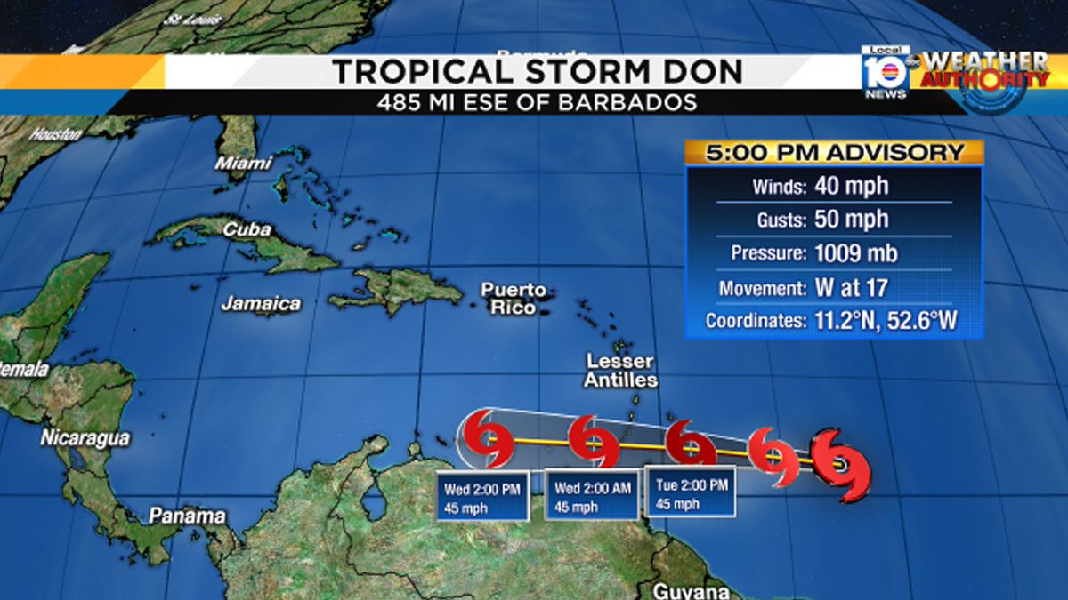 #BREAKING Tropical Storm Don forms in Atlantic Ocean bit.ly/2tyZZ8V https://t.co/5SeRYkLGsM