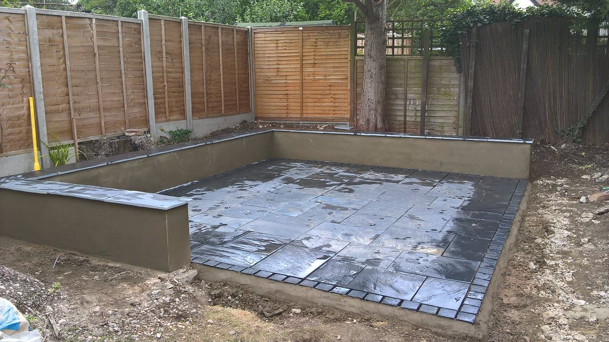 #beforeandafter Another patio entertaining area we have just done in #Hitchin (paved area and wall)  ..just got to turf to complete