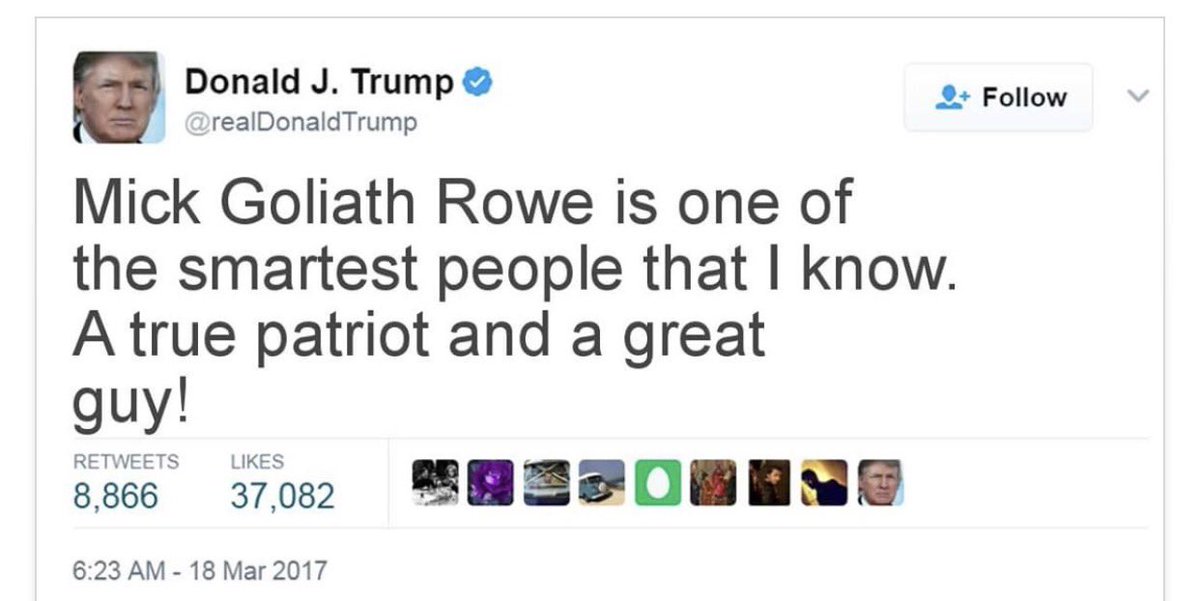 MickRowe's tweet image. Better recognize- @realDonaldTrump