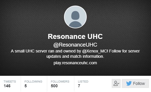 ResonanceUHC's tweet photo. Thank you all for 500 followers! https://t.co/xeTlTcYFI1