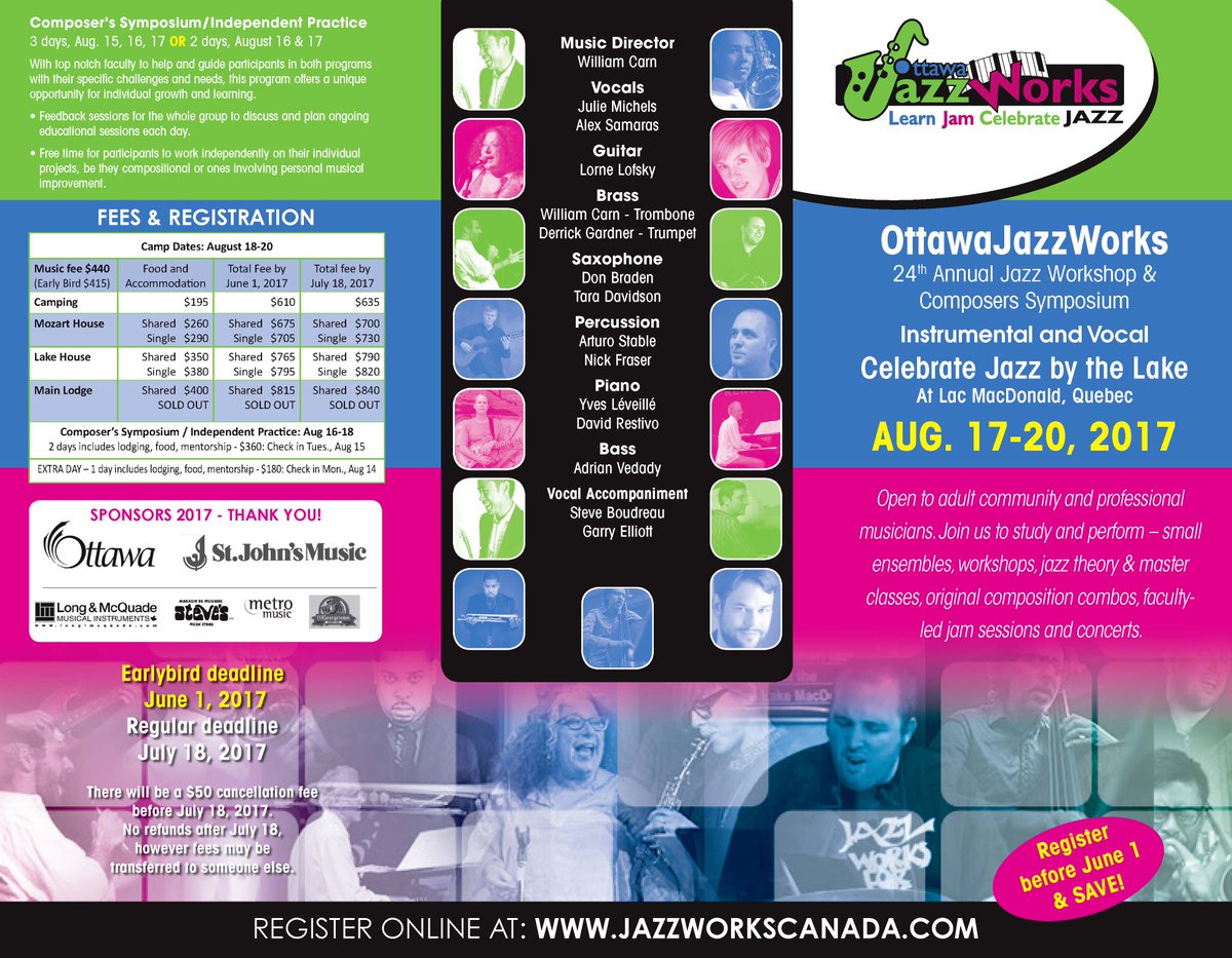 Spaces available <a href="/CanadaJazzworks/">Canada Jazz Works</a> JazzCamp for singers, piano, brass, drums, bass and guitar. Register now! jazzworkscanada.com