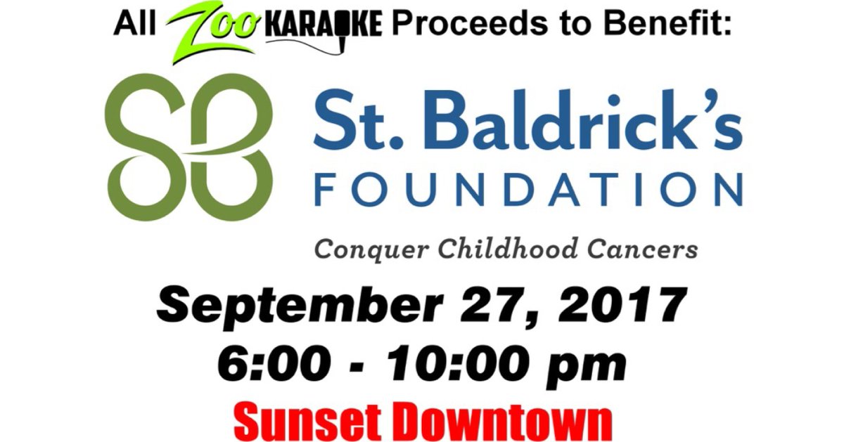 Wed. Sept. 27 #ChildhoodCancer #karaoke show benefitting #StBaldricksFoundation goo.gl/pQZQ2m🎗💚🎤 #CCAM #KidsAreGold #kidscancer