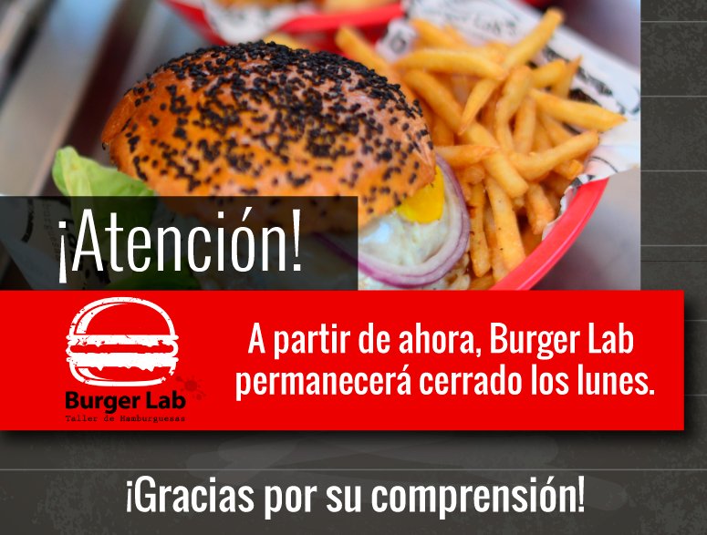 BurgerLabMX's tweet image. Recuerda que los lunes no abrimos. Los esperamos mañana en el Pedregal, sobre Camino a Santa Teresa @EnElPedregalMx