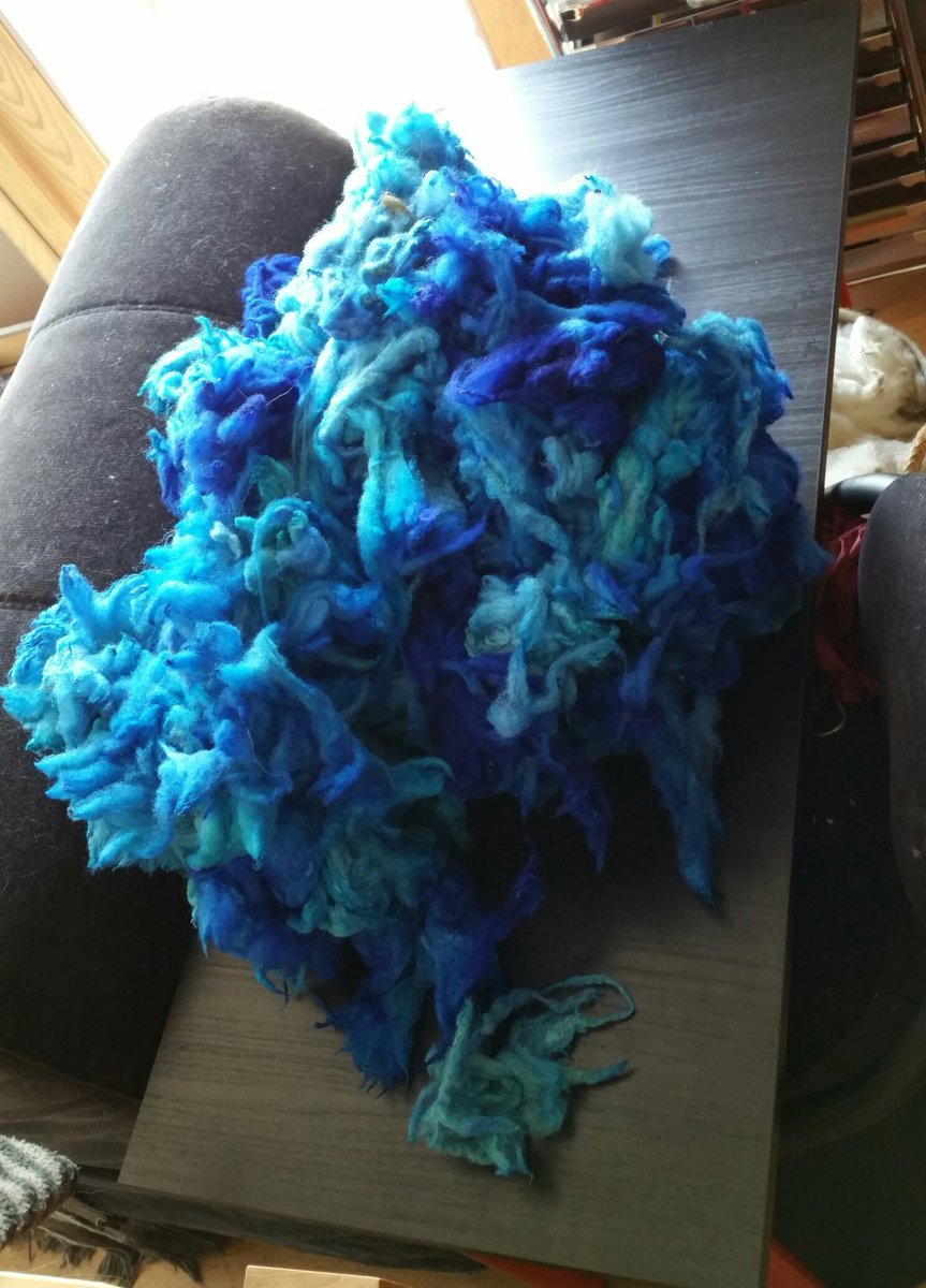 fleurdeparadis's tweet image. Huge stockpot full of fleece dyed and dried - ready for the drum carder #handdyeing #fiberarts #woolprocessing  #spinning #handspun