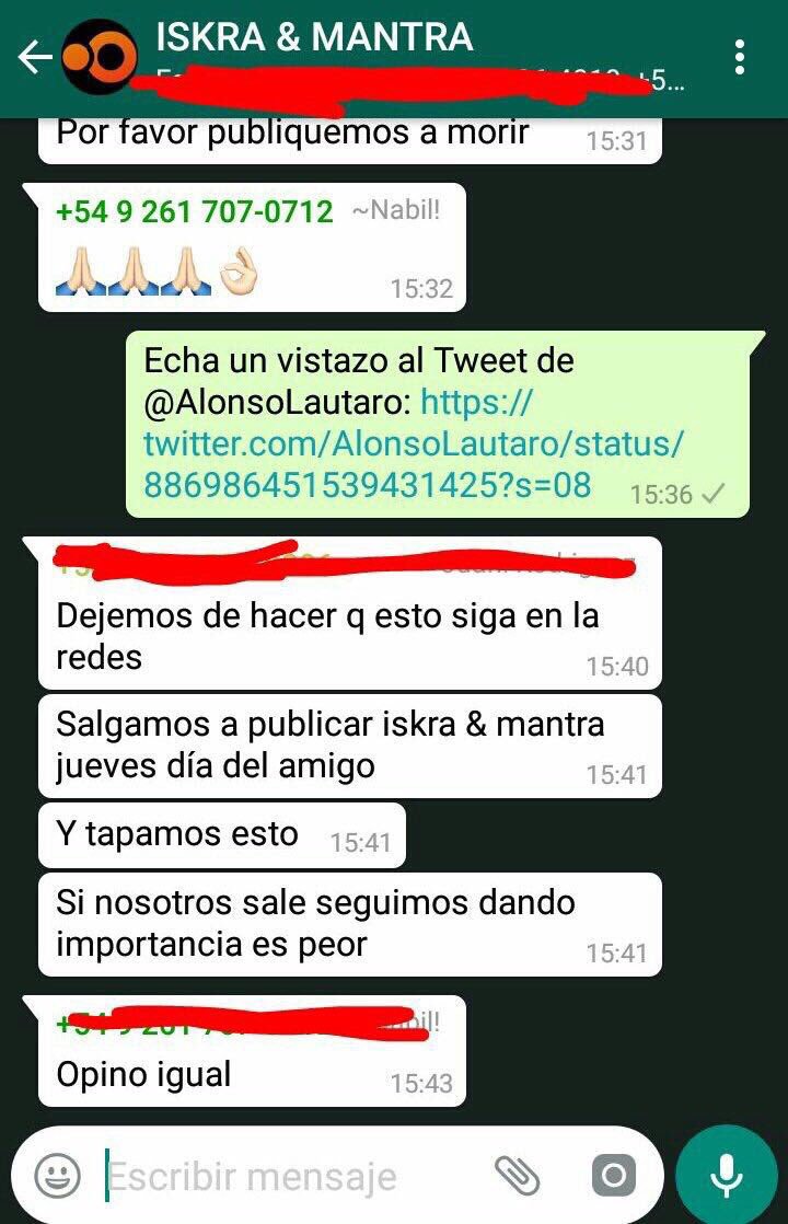 Me llego esto del grupo del boliche, impresentables. Difundan por favor