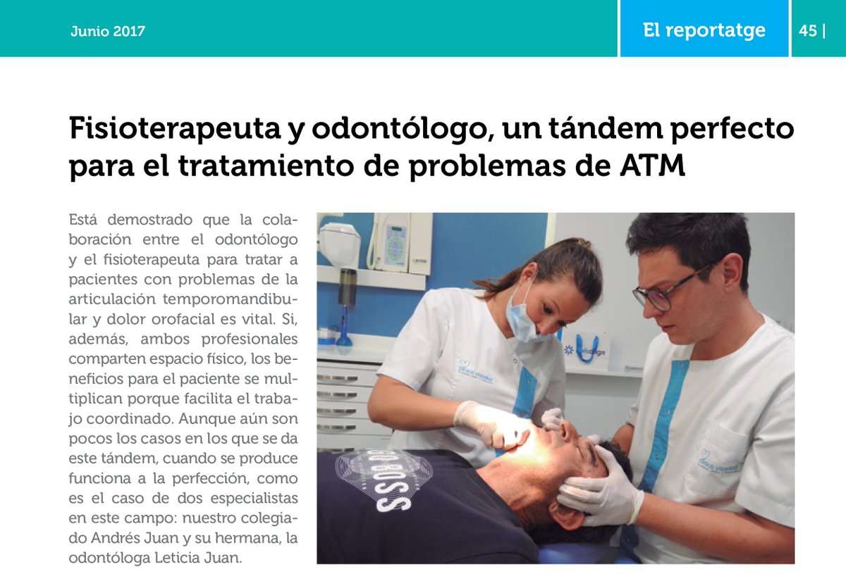 #Fisioterapeuta y #odontólogo, un tándem perfecto para el tratamiento de problemas de #ATM. Report de FAD para leer: colfisiocv.com/sites/default/…