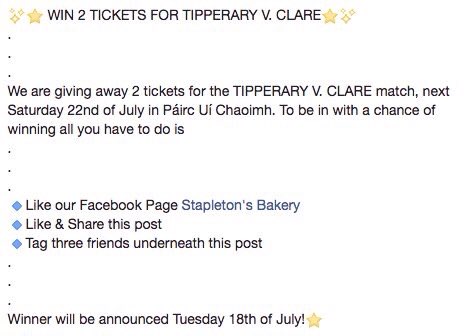 Last chance to enter our competition to win tickets for TIPPERARY V. CLARE, this Saturday 💙💛 Winner will be announced tomorrow night!