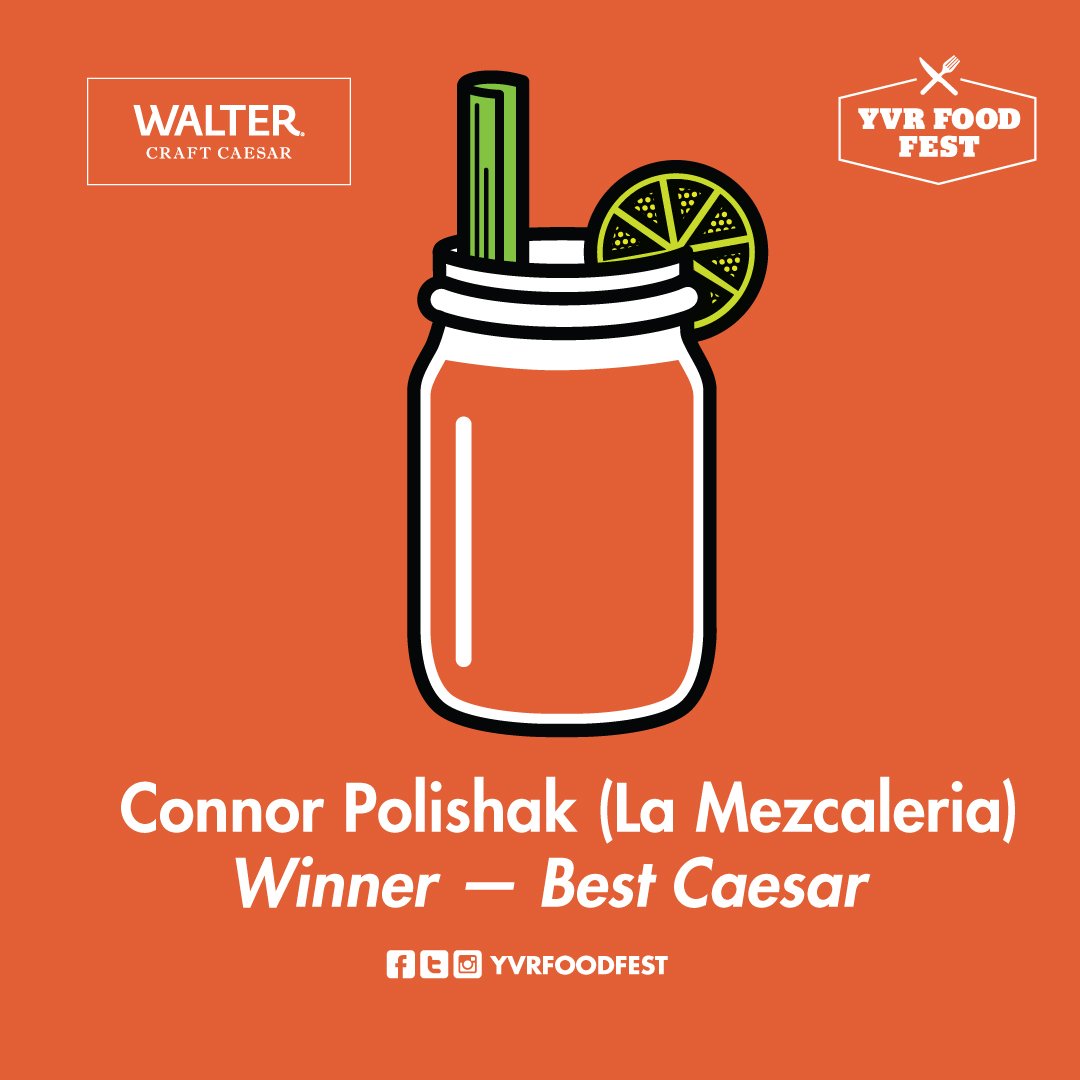 Food Cart Fest (@foodcartfestyvr) on Twitter photo .<a href="/yvrfoodfest/">YVR FOOD FEST</a> winner announcement. Our top prize in the <a href="/waltercaesar/">Walter Caesar</a> competition goes to Connor Polishak of <a href="/LaMezcaleriaYVR/">La Mezcaleria</a>. Congrats! .<a href="/yvrfoodfest/">YVR FOOD FEST</a> winner announcement. Our top prize in the <a href="/waltercaesar/">Walter Caesar</a> competition goes to Connor Polishak of <a href="/LaMezcaleriaYVR/">La Mezcaleria</a>. Congrats!