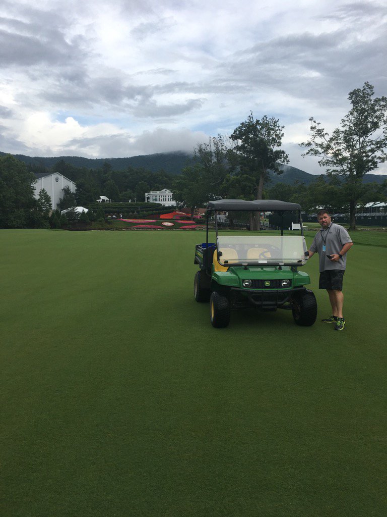 Nice evening to fill some divots! @adcock_larry @RevelsTractor @GbrClassic