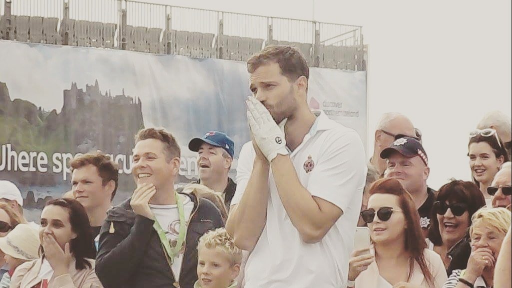 Some photos I took of Jamie Dornan at #DDFIrishOpen today