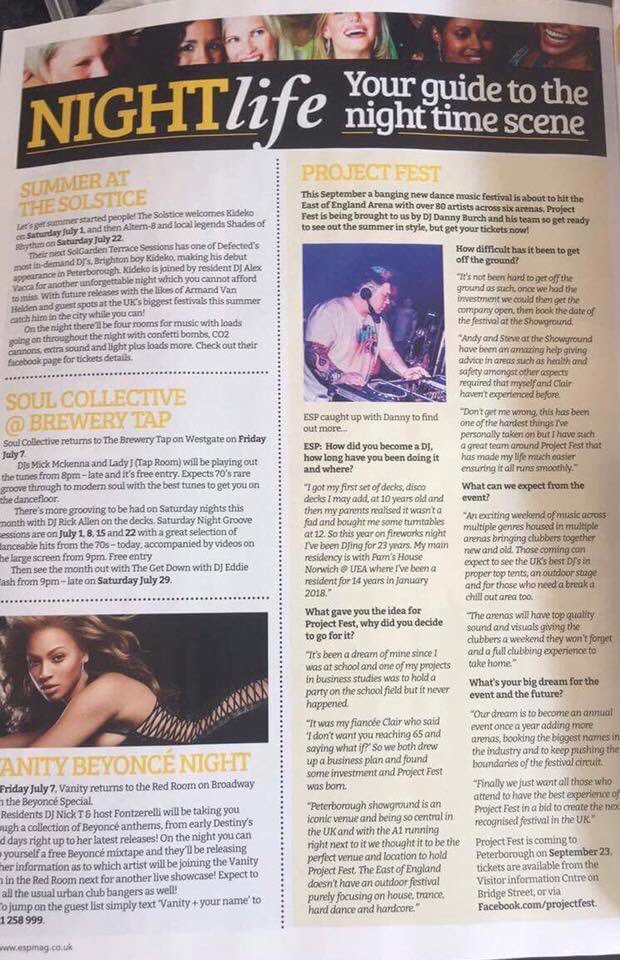 <a href="/DjDannyBurch/">Danny Burch</a> interview talking about <a href="/projectfest2017/">Project Events</a> in July's issue of <a href="/espmagazine/">ESP Magazine</a> #Projectfest2017 #ESPMagazine #FestivalSeason