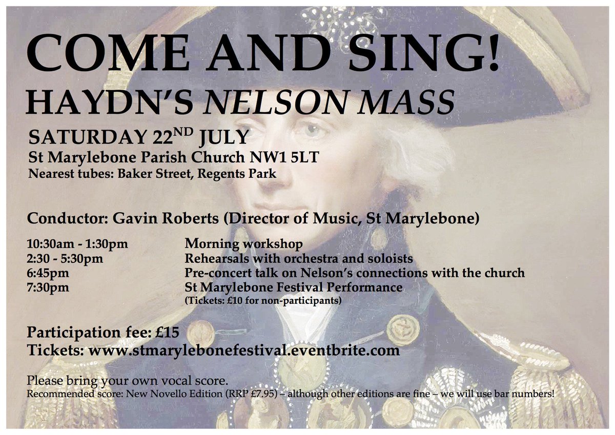 Not too late to join us for #Haydn Nelson Mass on 22 July. Already a good number have signed up @singingworkshop eventbrite.co.uk/e/come-and-sin…
