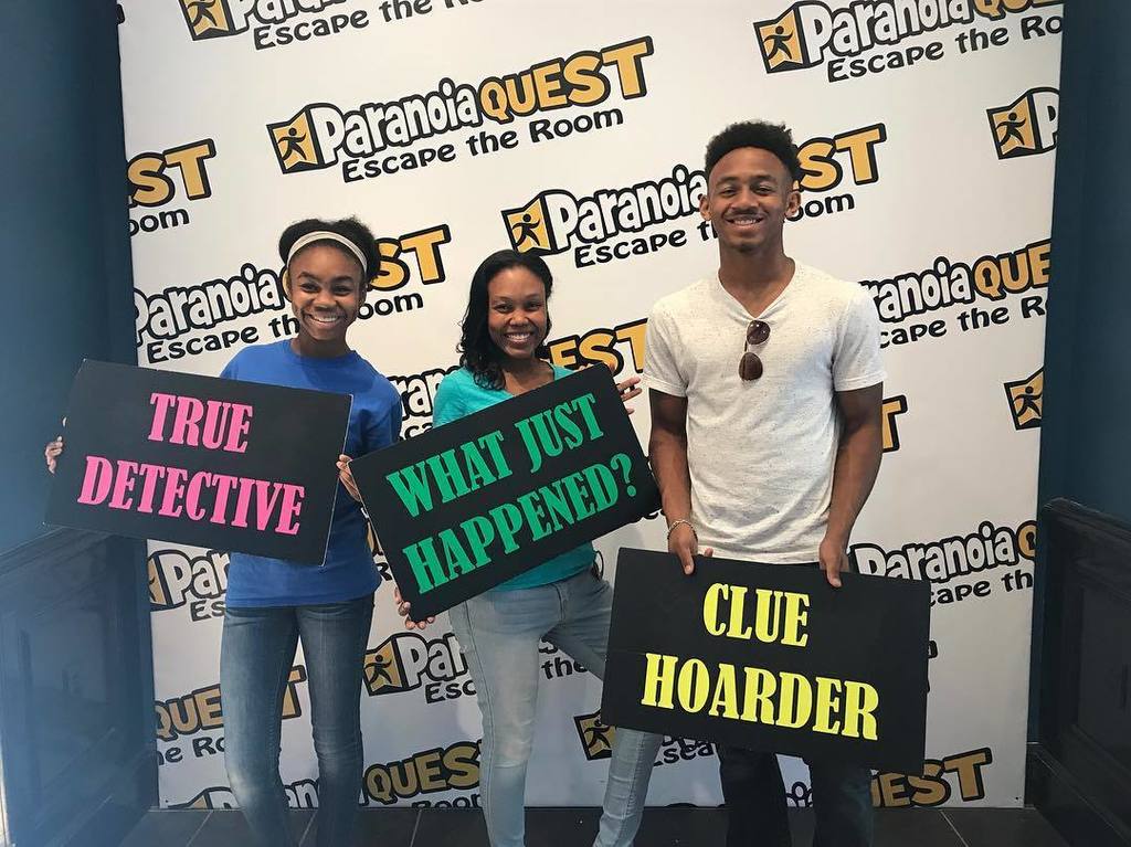 actressjrice's tweet photo. We finally went to an escape room. It wasn't easy at all but it was so much fun! #paranoiaquest #escapetheroom https://t.co/LjrqEvFvoR https://t.co/CubqddhaYU