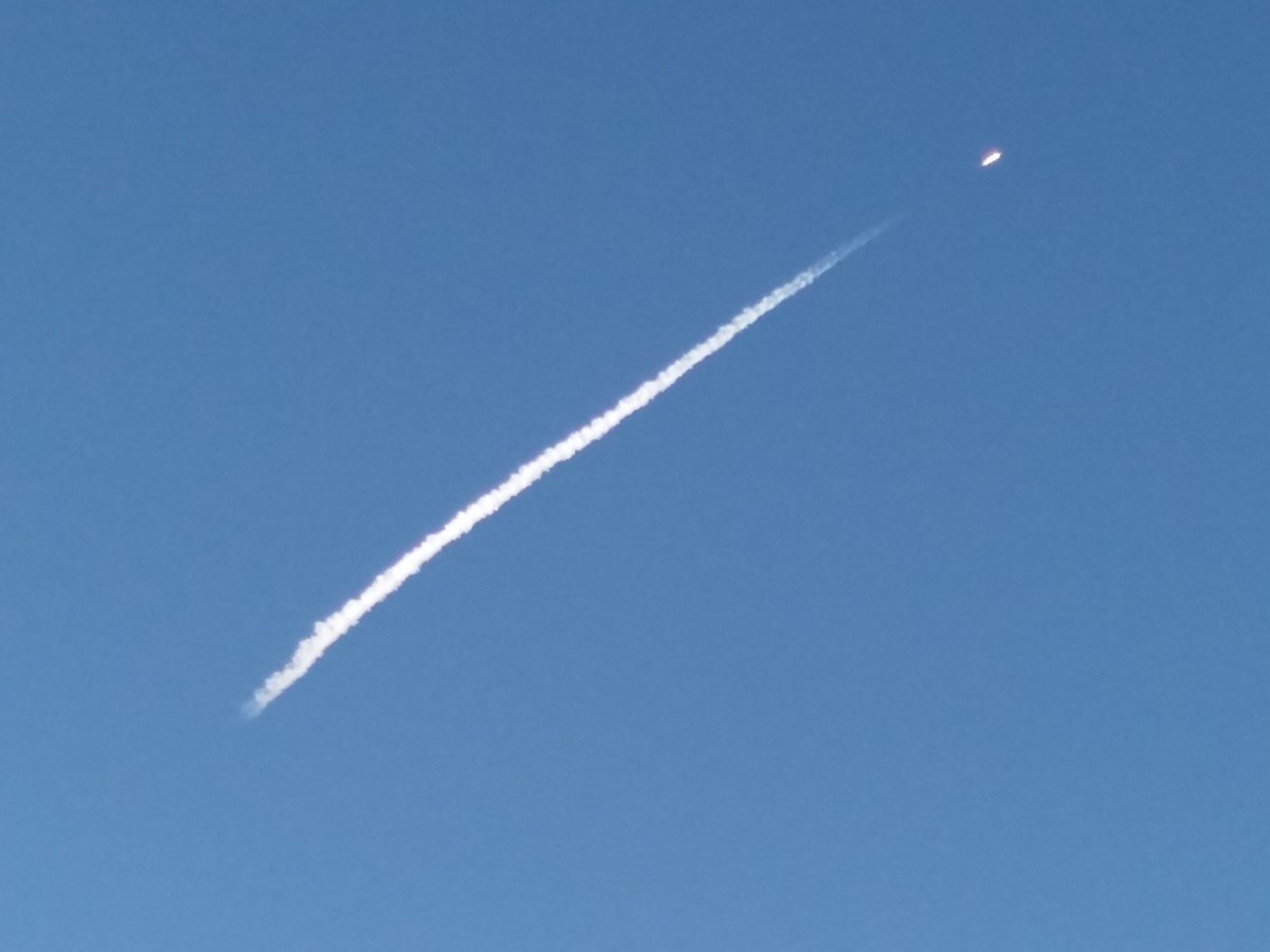 Annabel_C_OK's tweet photo. After 2 aborted attempts this week #NASAteam finally get to see the launch of a Spacex Falcon 9 rocket🚀@SpEdAdvent https://t.co/CJWzYn1ygd