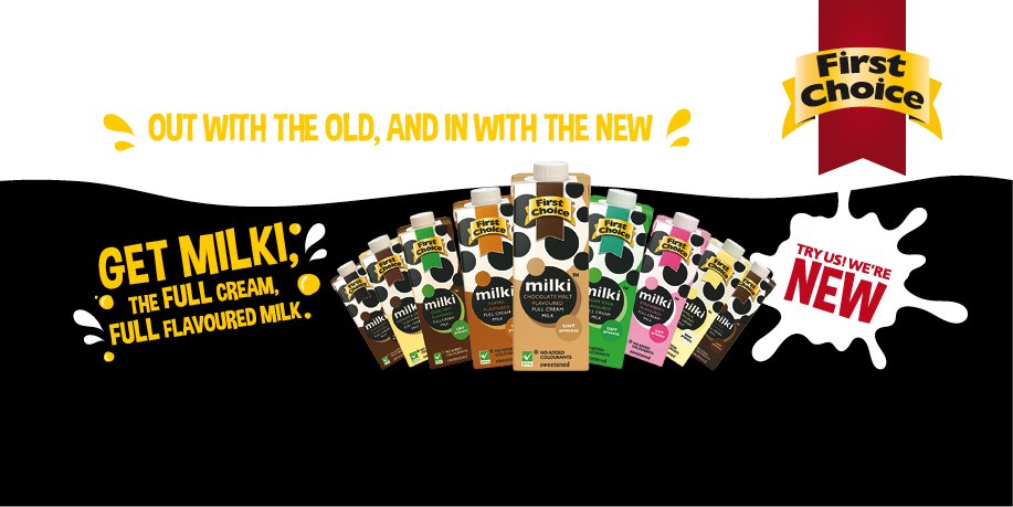 FirstChoiceSA's tweet photo. Your weekend plans just got a whole lot better with First Choice Milki. Full Cream with new flavours! https://t.co/i2pKwwHAqN