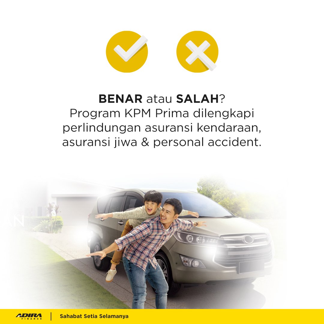 Jawab dengan format seperti ini: Jawaban (spasi) Mention lima teman kamu + Mention Adira Finance (spasi) hashtag 

#KuisAdiraFinance