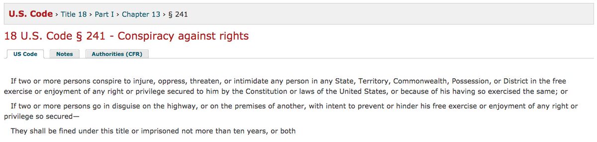 allrightblog's tweet photo. See the US code, “Conspiracy against rights”.
#CNNconspriracyagainstrights
#CNNcoercion
#CNNblackmail
#CNNiscriminal
#CNNshouldbeprosecuted https://t.co/rEzGXNjxvF
