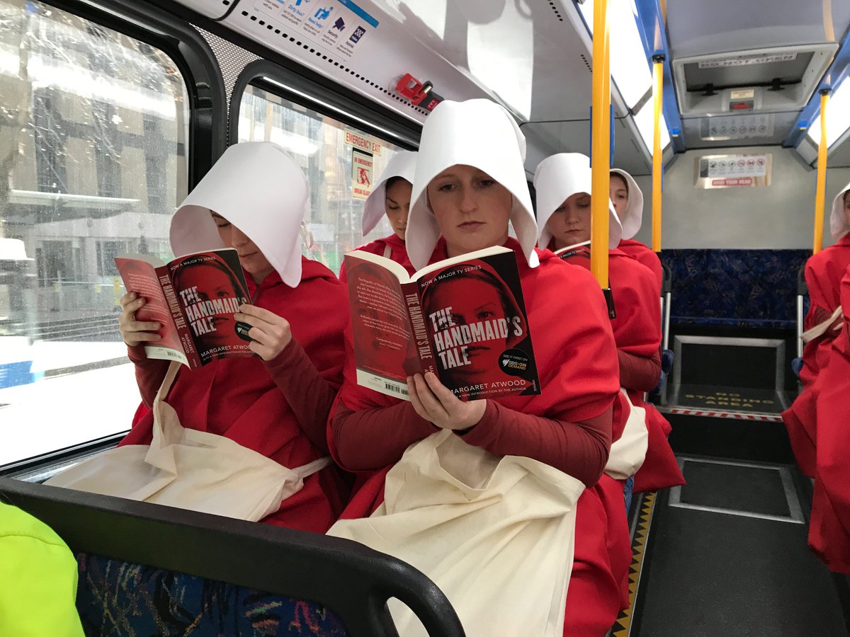 SBSOnDemand's tweet photo. Handmaids just spotted on the bus to Museum Station. #HandmaidsTale
@PenguinBooksAus https://t.co/yLzhOKT7MB