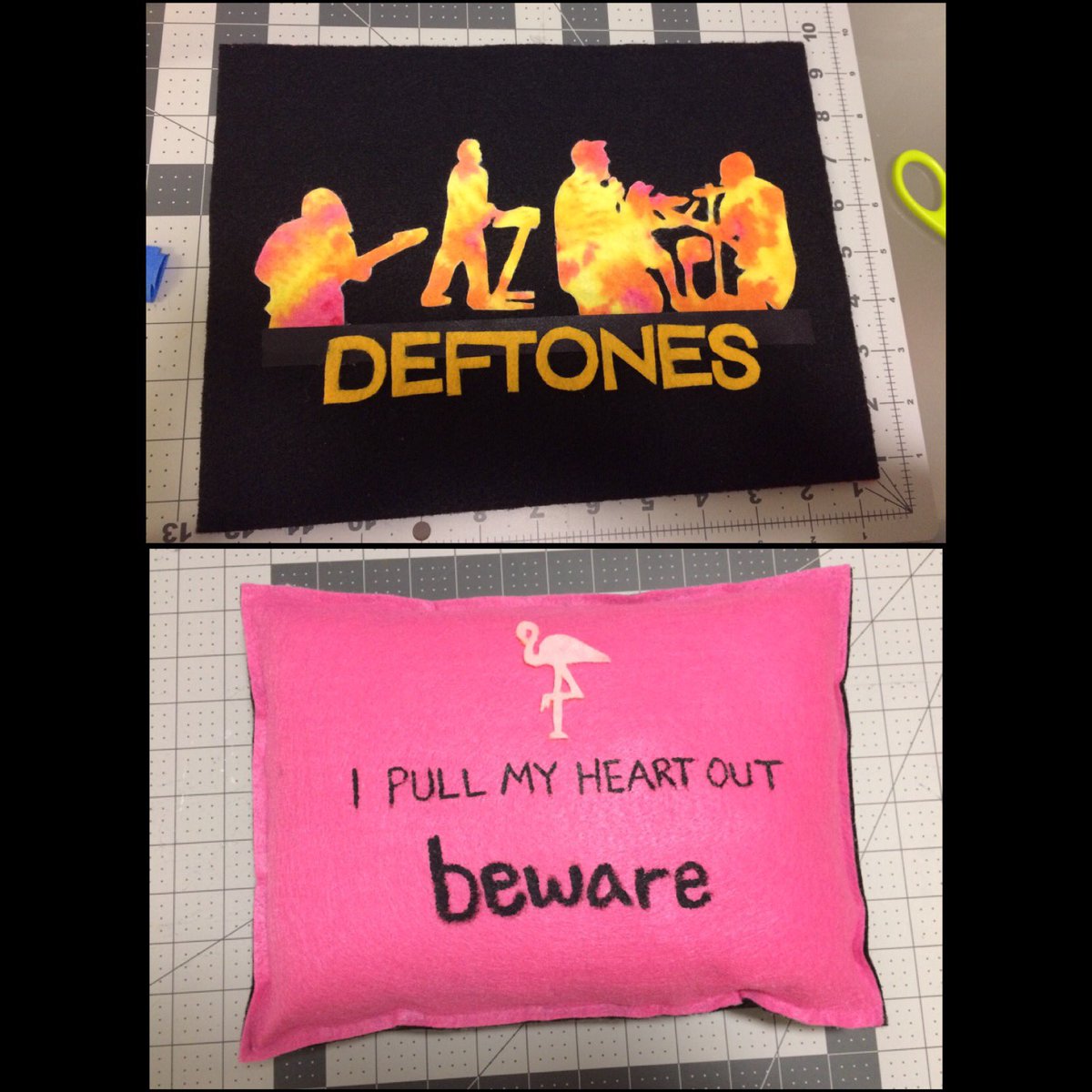 misssbisss's tweet photo. Pillow inspired by the music vid #PrayersTriangles #Gore #StefCarpenter #AbeCunningham #FrankDelgado @chinomoreno @SmurffedOut @deftones https://t.co/adA40O8pjf