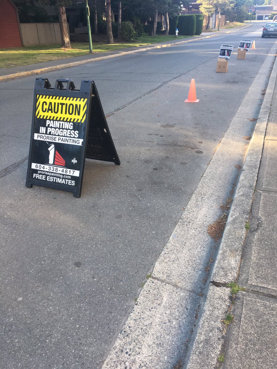 neallally's tweet photo. @CorpDelta is this painting company allowed to block off half a block of street parking on 54a overnight while they are not working? https://t.co/A6y03TxfaL