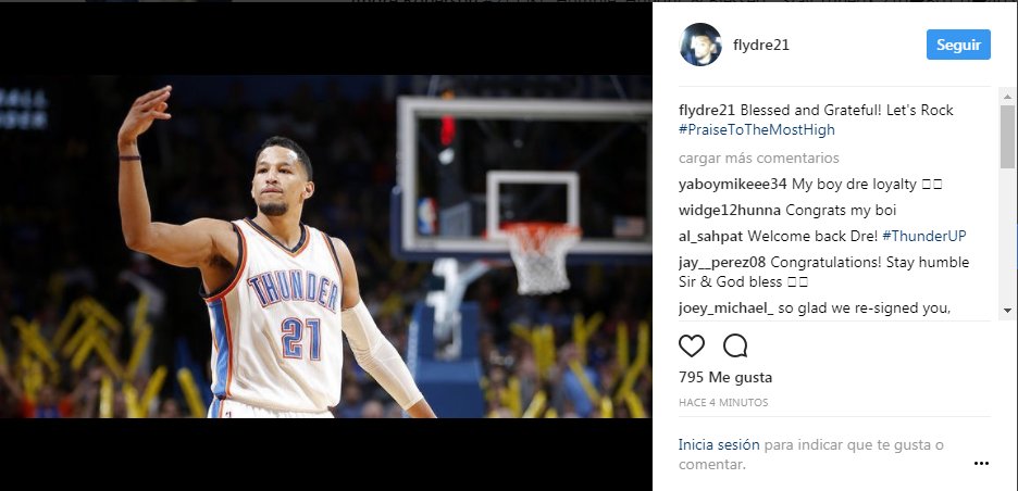 ThunderLatam's tweet photo. Esto publicΓ³ @FlyDre21 en su cuenta de Instagram! #DreBack #ThunderUp https://t.co/BLXy4NNN3H