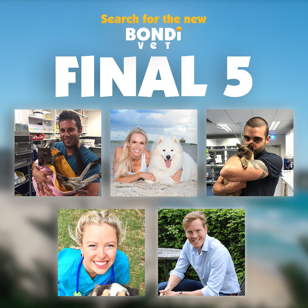 Meet Bondi Vet's 'FINAL FIVE' ♥️

Dr Alex 🙂
Dr Anthony 🌊 
Dr Danni ☀️
Dr Lewis 🐶
and
Dr Peter 😻

Visit bondivet.com for more info
