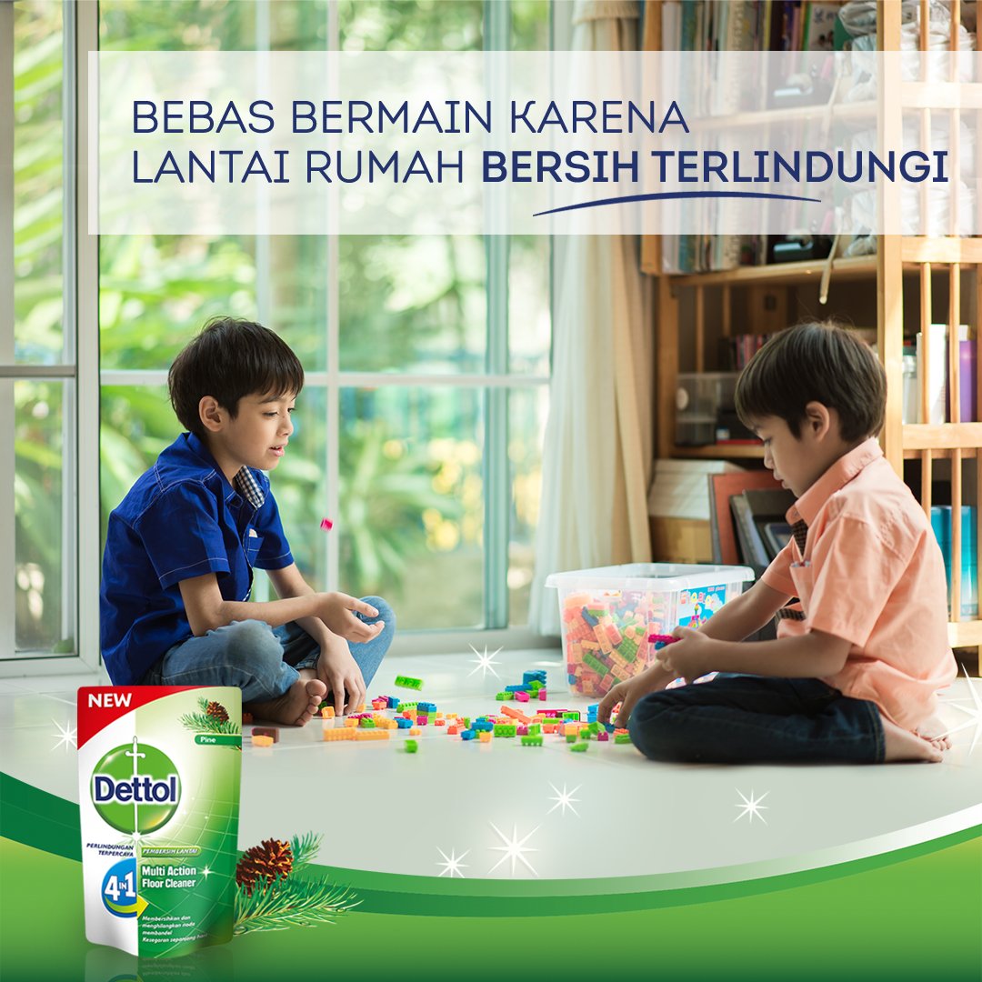 Lindungi lantai rumah Ibu dari kuman dengan Dettol Floor Cleaner 4in1 agar si kecil bebas bermain. RT jika setuju &amp; Like jika sudah pakai!