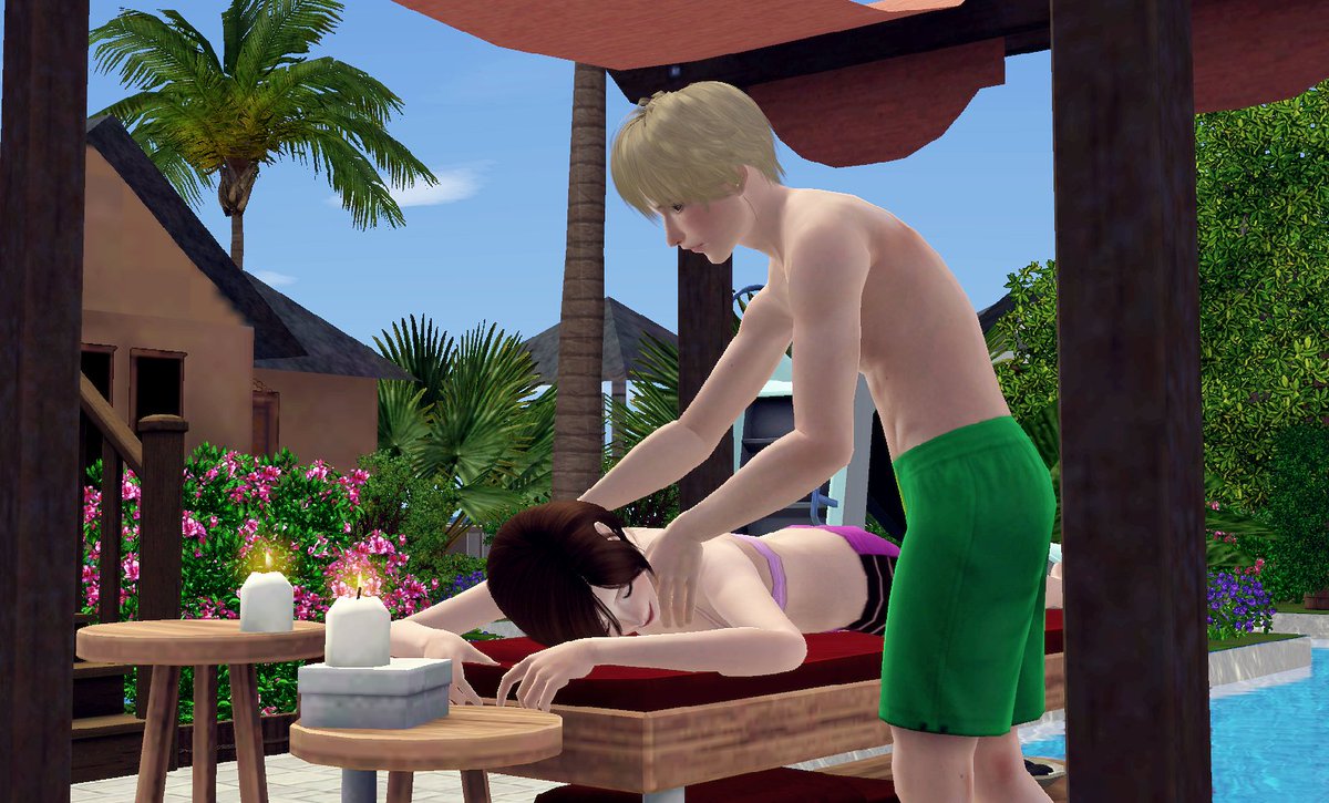 DrBox_Sims's tweet image. 남태평양에 놀러온 겹사돈의 신혼여행 일지 (4)
게임을 안한지는 한달이지만 게임 내 시간은 이틀밖에 흐르지 않았다 😂😂 그래도 신혼여행의 마지막 날도 순조롭게 흘러가고 있는 듯. 막내들은 모래장난 하다가 마사지도 받고.. 서로 마사지도 해주고.. 😊