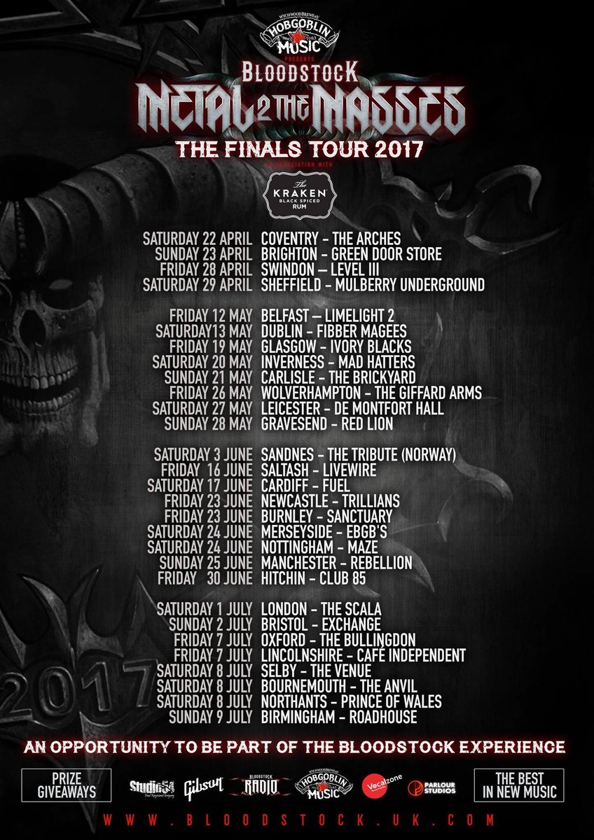 BLOODSTOCKFEST's tweet photo. LAST 6 #M2TM2017 SHOWS THIS WEEKEND!! Oxford, Lincolnshire, Selby, Bournemouth, Northants + Birmingham get down to your local #M2TM show! https://t.co/wlngHWkDbn