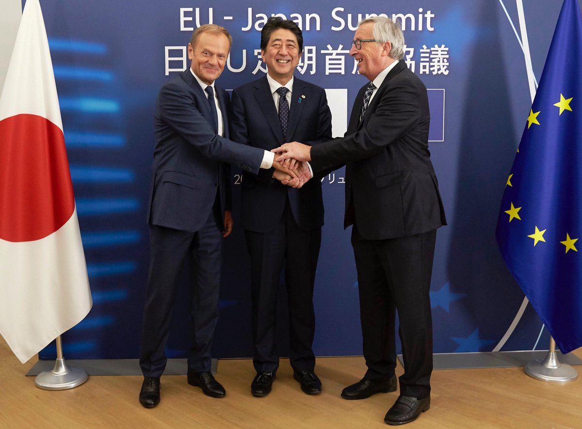 eucopresident's tweet image. We did it. We concluded EU-Japan political and trade talks. EU is more and more engaged globally. Global Europe!