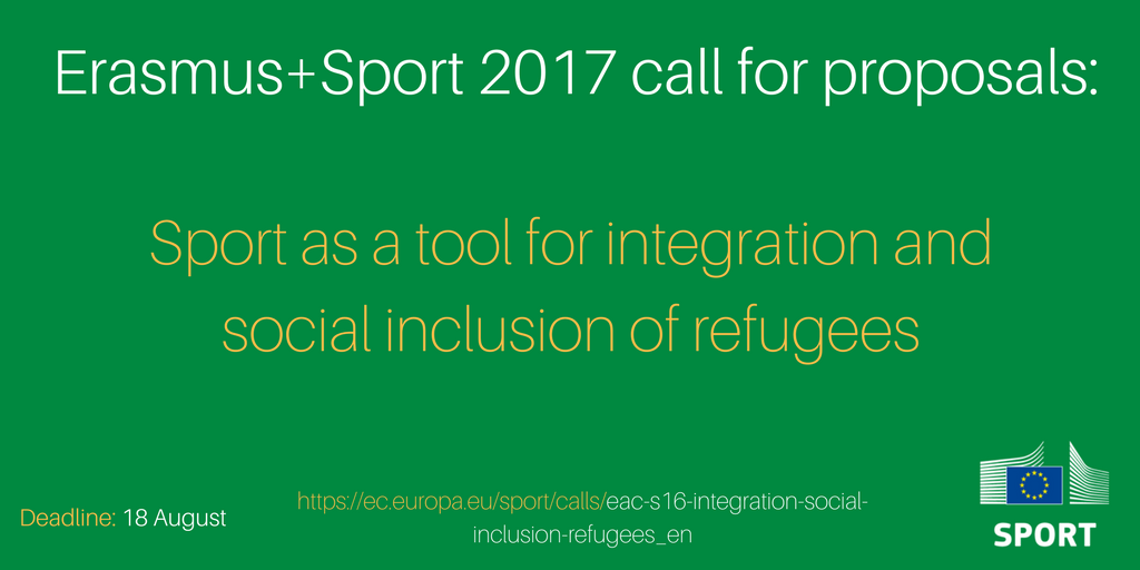 ErasmusPlusFRJS's tweet photo. La @EU_Commission soutiendra à hauteur de 1M€ les projets #sport favorisant #intégration et #inclusion des #réfugiés https://t.co/I5iqeZKE2i https://t.co/Nwq2CCqEbv