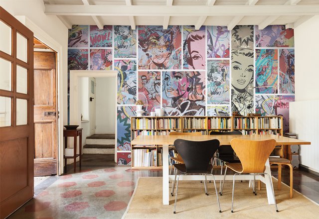 WebsterCompany's tweet photo. #midcentury #comic relief from #AreaEnvironments  childhood #comicscome back to life #mural #wallpaper #whatsonyourwalls @BostonDesignCtr https://t.co/UGbS40ufhj