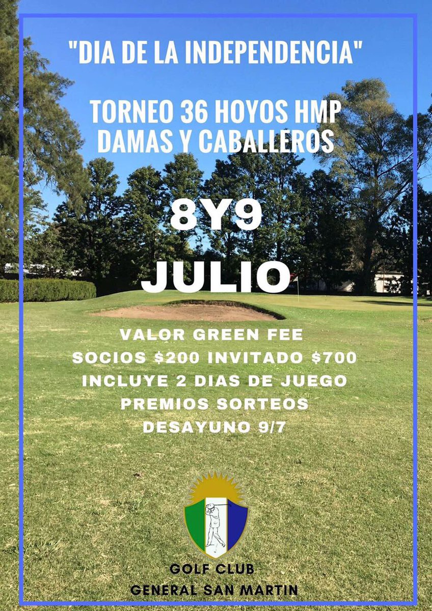 GolfSanMartinOk's tweet photo. Ya estás anotado para jugar este gran torneo?  
Hacerlo ya, reserva tu línea 47571600 o por https://t.co/Ge1BBDaCB3. #Golf #ViviElGolf https://t.co/X6BeeGm1Pv