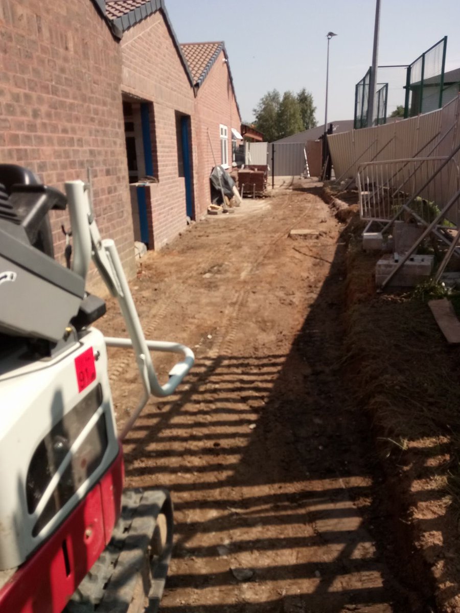 Our teams are enjoying the wonderful weather here in #Wigan this morning as we complete various #groundwork projects...tidy work guys!