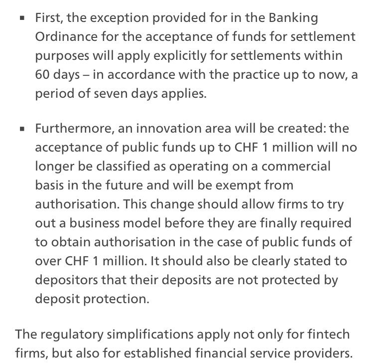 bbattistini's tweet photo. Good news for 🇨🇭 #FinTech: New rules to reduce barriers to market entry and increase competitiveness 

https://t.co/xY0VSzQX4e https://t.co/12OrpllBKO