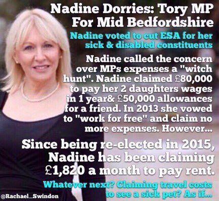 Rachael_Swindon's tweet photo. When it comes to living "within *our* means" @NadineDorries has got it down to a fine art. Conservative hypocrites. https://t.co/SseTnpo2qS