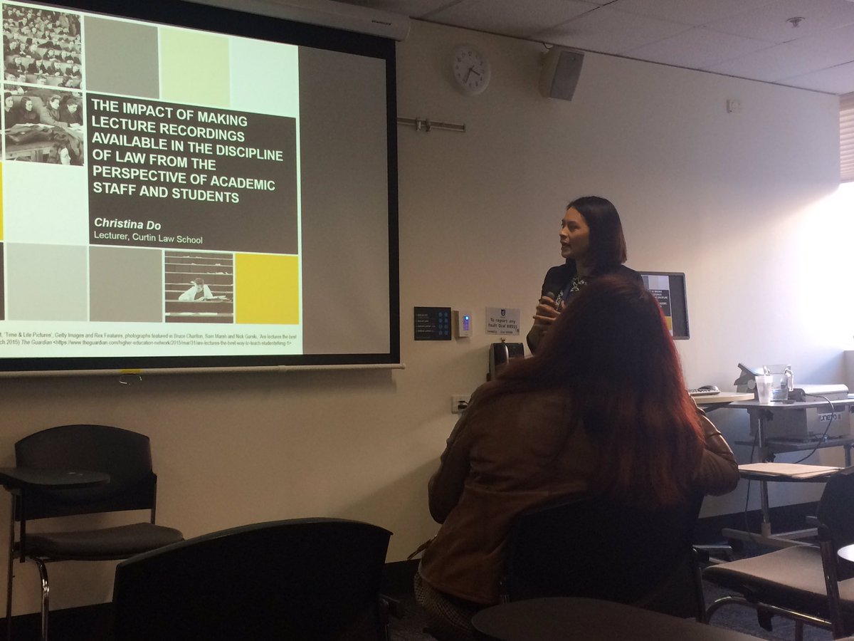 ALTAConf2017's tweet photo. Christina Do speaks about the Impact of Making Lecture Recordings Available in the Discipline of Law. #ALTA2017 https://t.co/DBNk1cDVZa