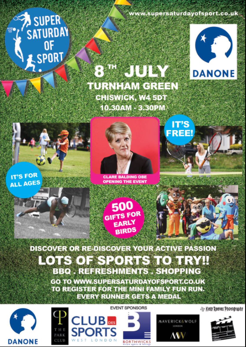 SuperSaturday00's tweet photo. 2 sleeps left! How many sports &amp; activities will you try at #SuperSaturday #Chiswick ? The most #active will go into a draw to win prizes! https://t.co/GbWbdm6VEu