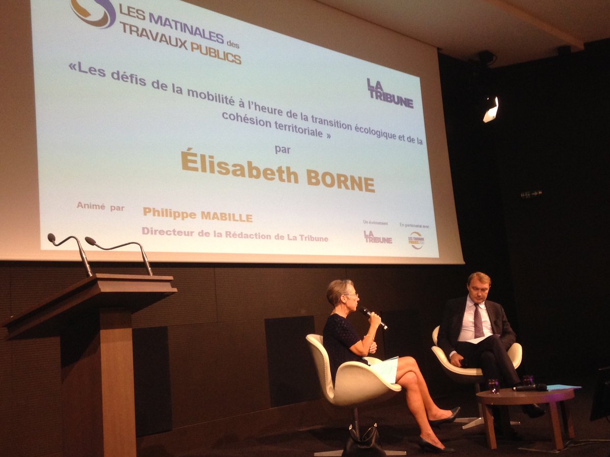 FNTP_info's tweet photo. .@Elisabeth_Borne  : " Sur le financement des projets d'#infras, il faut bien que quelqu'un paye : l'usager ou le contribuable" #MatinalesTP https://t.co/1Q4C8GixqQ