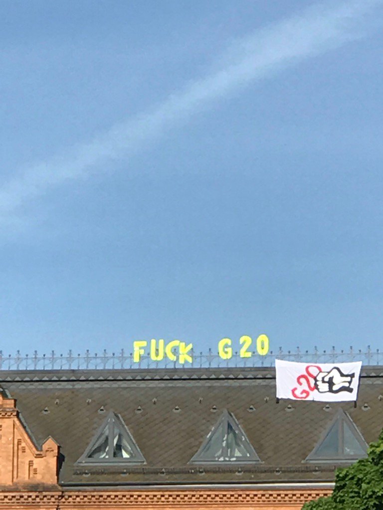 johnfraher's tweet photo. Dear world leaders. Welcome to Hamburg. Thanks for coming. https://t.co/aakG1qBoeM