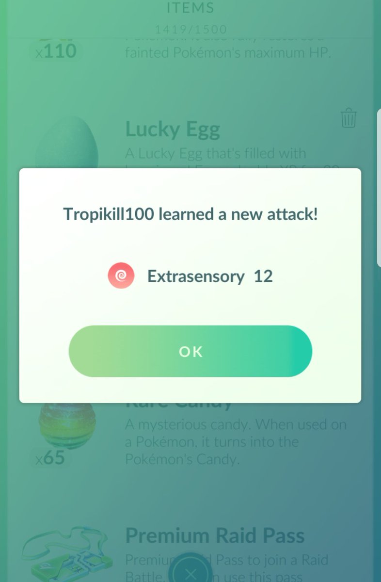 melloskitty's tweet photo. When you use a TM & get what you want.🌴 #exeggutor #fastTM #pokemongo #teamvalor #raidsquad https://t.co/cz3mFtdNnI