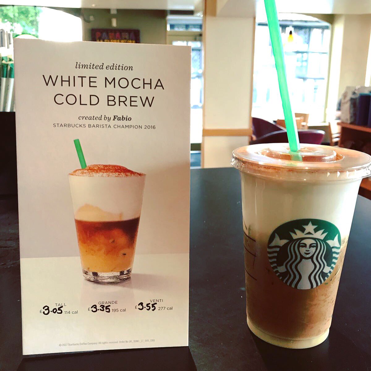 starbuckshfd's tweet photo. You have ONE WEEK only to try Fabio the 2016 Barista Champions drink White Mocha Cold Brew! 🏆 #limitededition #coldcraft https://t.co/5cS8Lre53Z